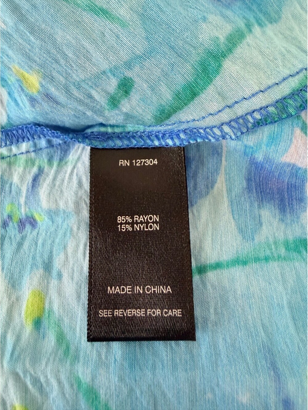 Ali Miles Blue Floral Button Front Blouse XL Lightweight Rayon Butterfly Print - Picture 4 of 7